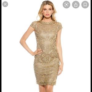 Tadashi Shoji Gold Lace Cocktail Dress